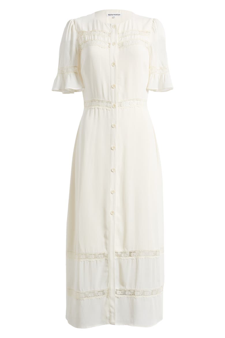 Woodson Lace Inset Button Front Maxi Dress, Alternate, color, IVORY