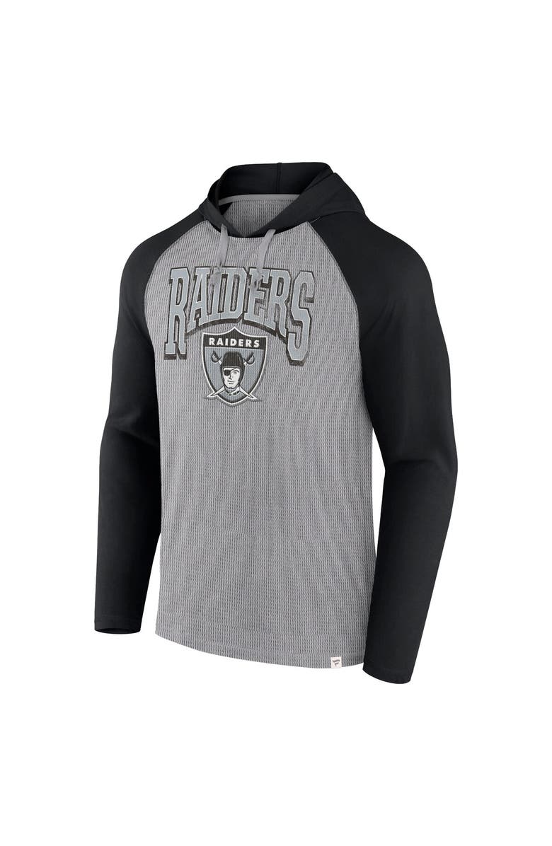 FANATICS Men's Fanatics Gray/Black Las Vegas Raiders Under Center Long Sleeve Hoodie T-Shirt, Alternate, color, 
