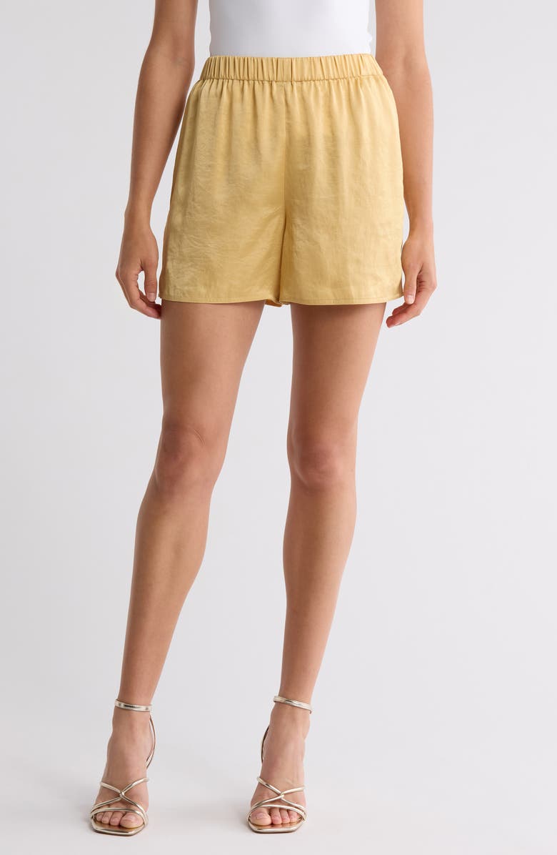 Theory Pull-On Satin Shorts, Main, color, Sun