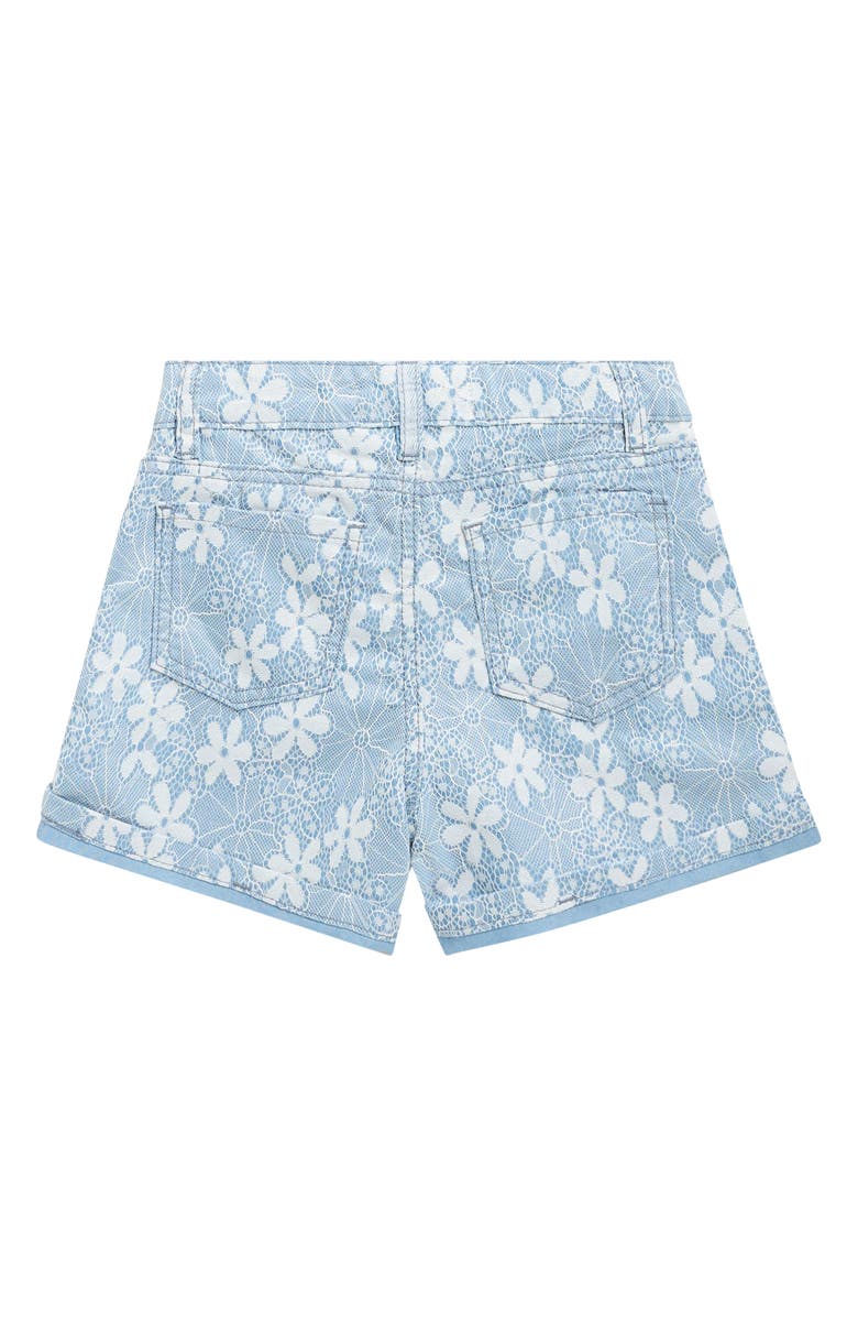 Tractr Kids' Bonded Lace Cotton Blend Denim Shorts, Alternate, color, Blue
