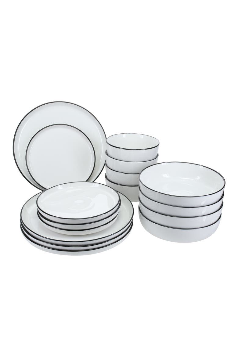 16-Piece Silhouette Dining Set, Main, color, WHITE W/BLACK