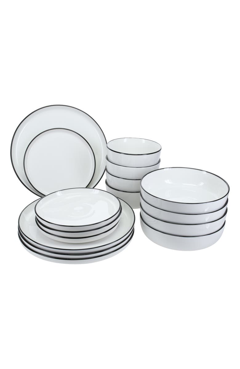 BIA Cordon Bleu 16-Piece Silhouette Dining Set, Main, color, White W/ Black