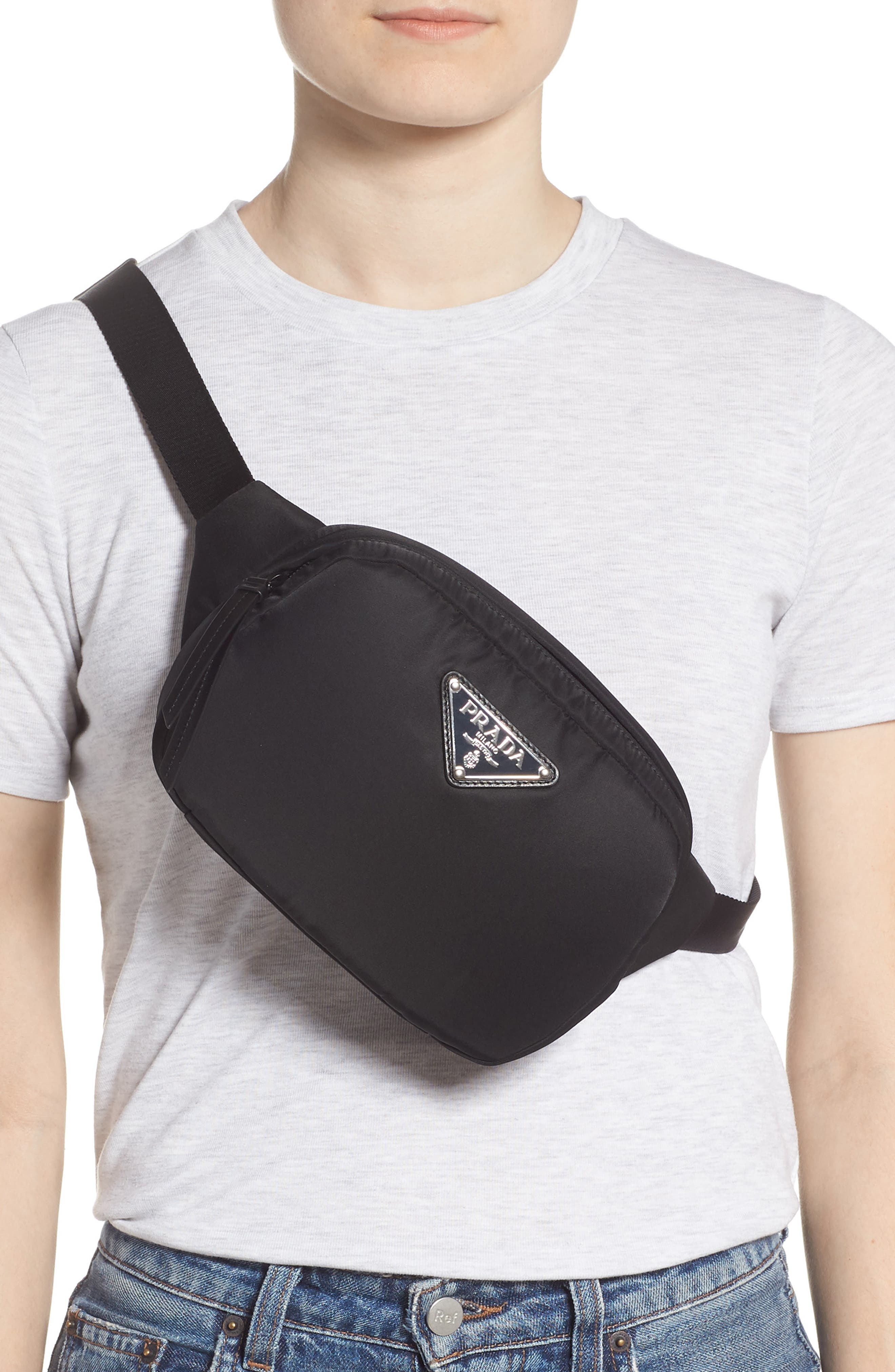 Prada Tessuto Nylon Belt Bag, Alternate, color, 