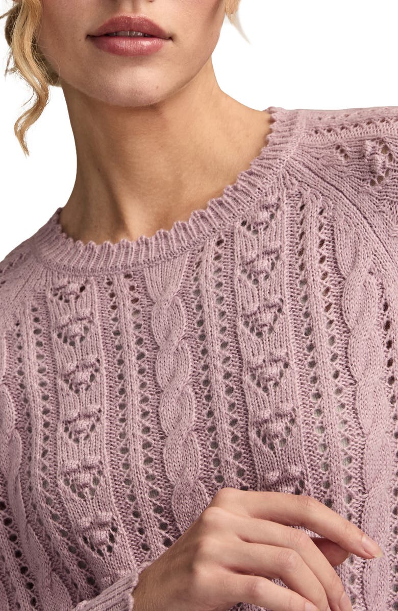 Lucky Brand Pointelle Sweater, Alternate, color, Dawn Pink