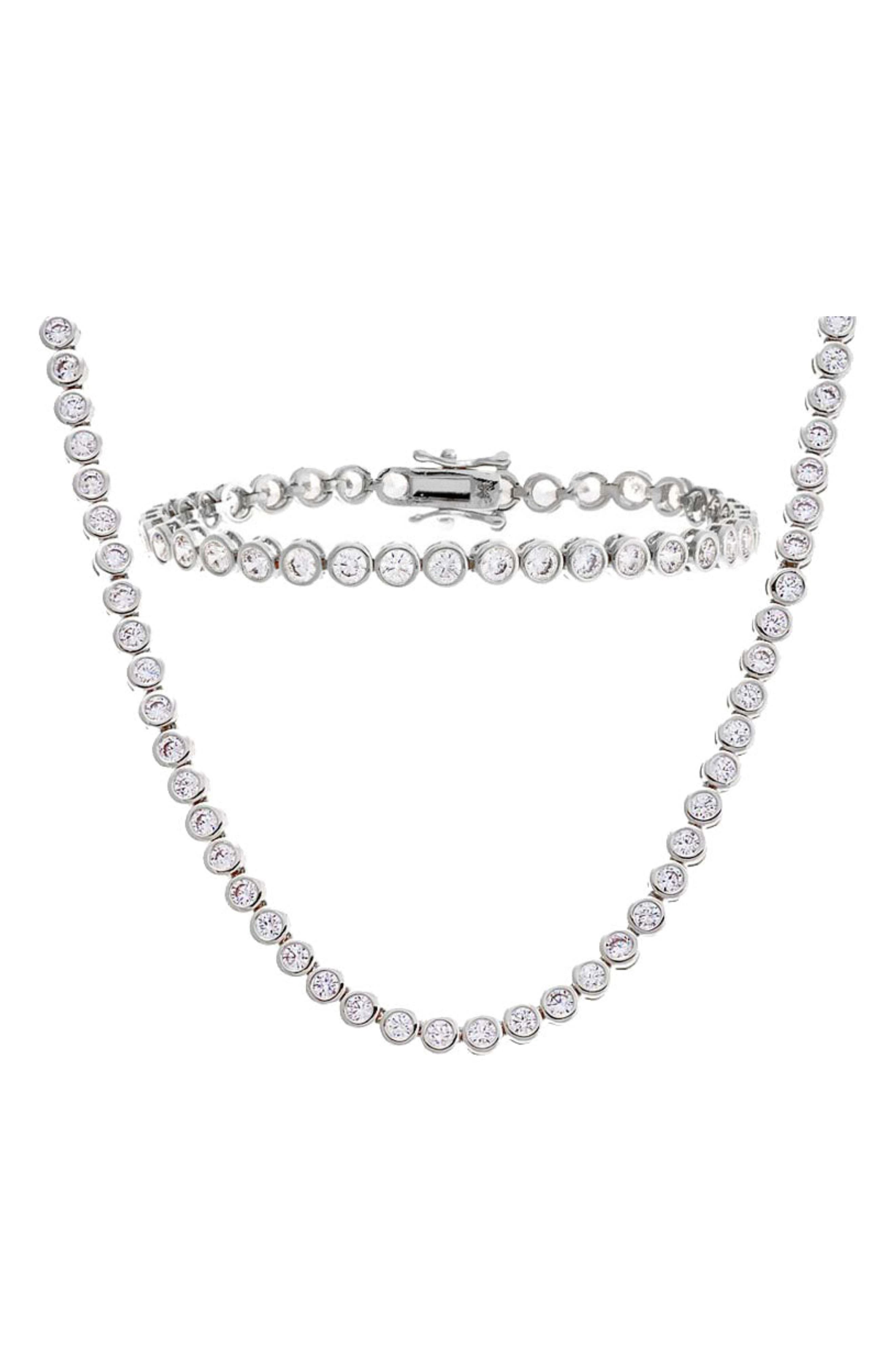 BY ADINA EDEN Cubic Zirconia Tennis Necklace & Bracelet Set
