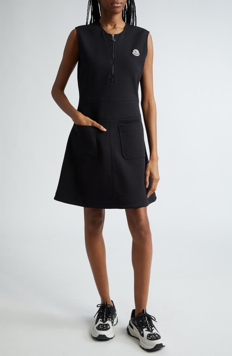 Moncler Sleeveless Cotton Blend Interlock Dress, Main, color, 