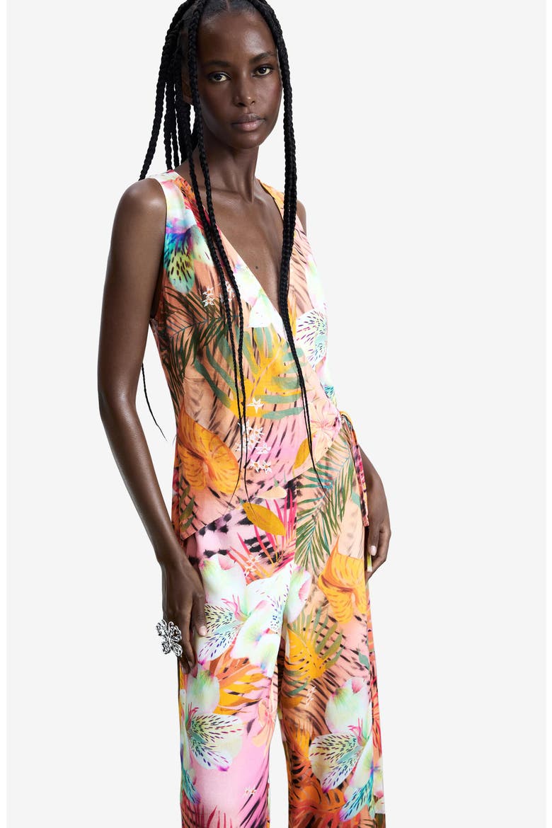 Tropical Print Wide Leg Jumpsuit, Alternate, color, PINK