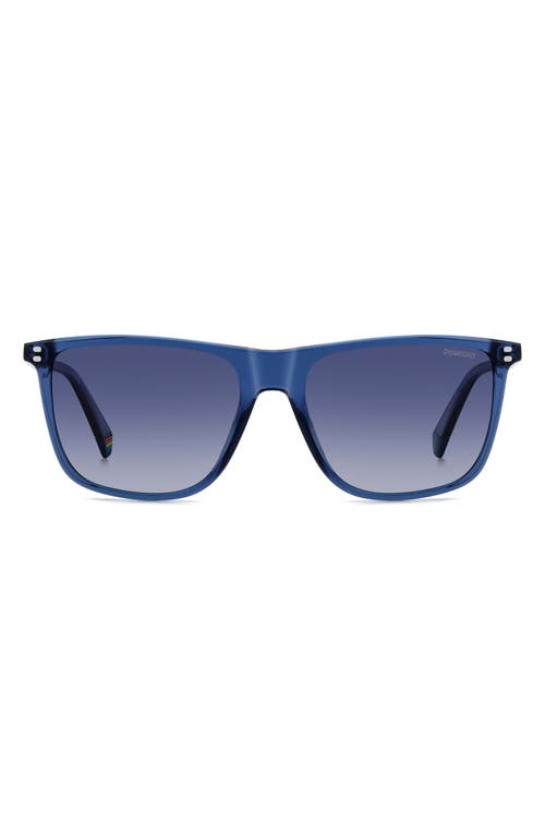 Polaroid 55mm Gradient Polarized Rectangular Sunglasses In Blue/blue Polar