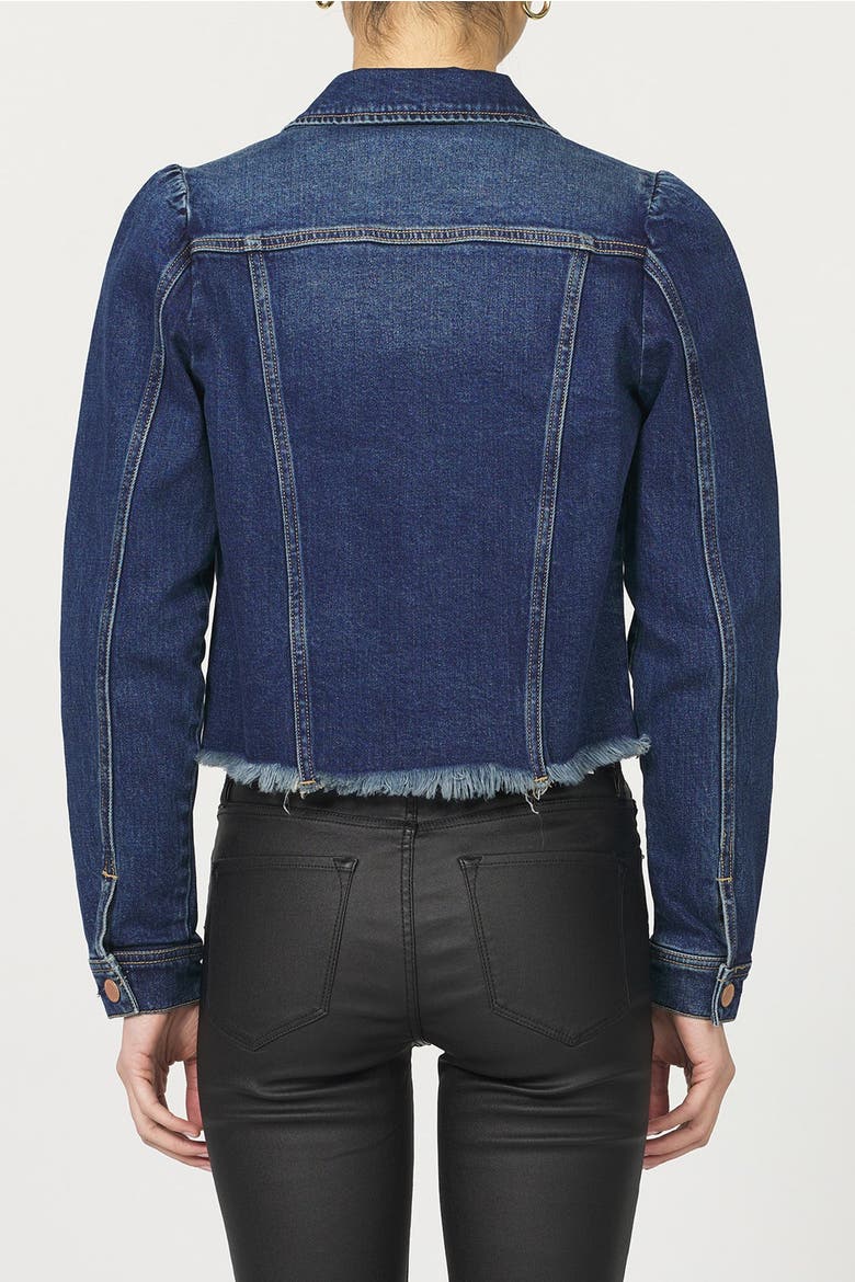 Roselyn Crop Raw Hem Trucker Jacket, Alternate, color, Denali