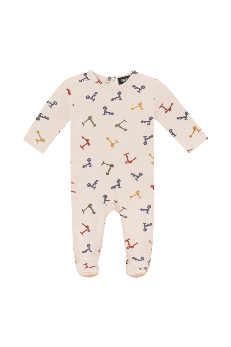 Scooter and Tulip Printed Cotton Romper, Main, color, Dark Almond