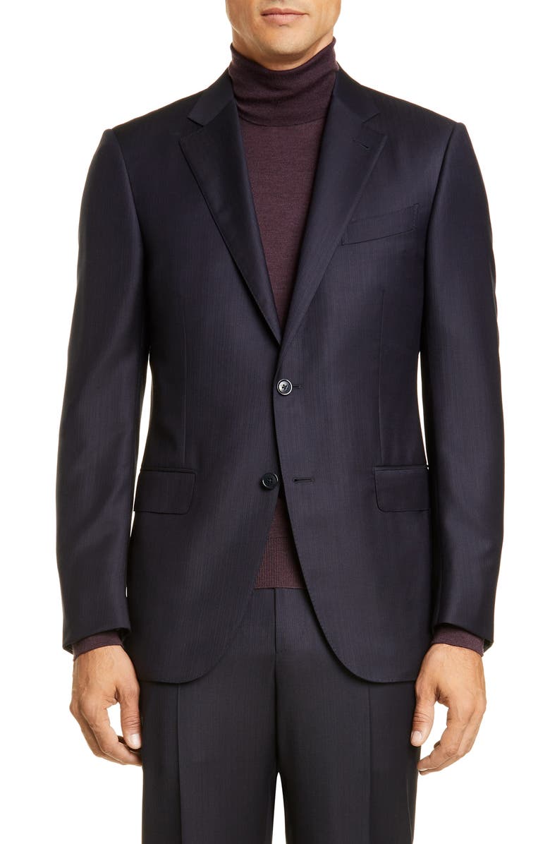 ZEGNA Ermenegildo Zegna Milano Classic Fit Stripe Wool & Silk Suit, Alternate, color,