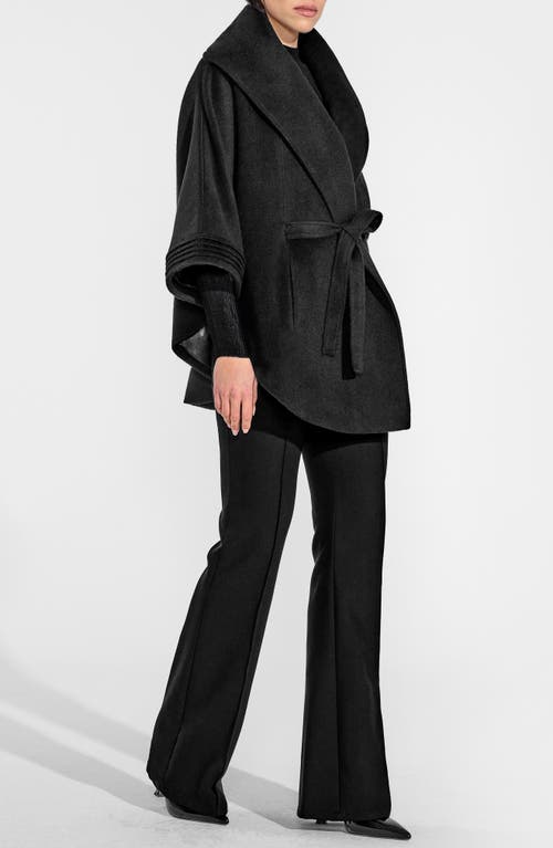 Sentaler Belted Shawl-collar Cape In Black