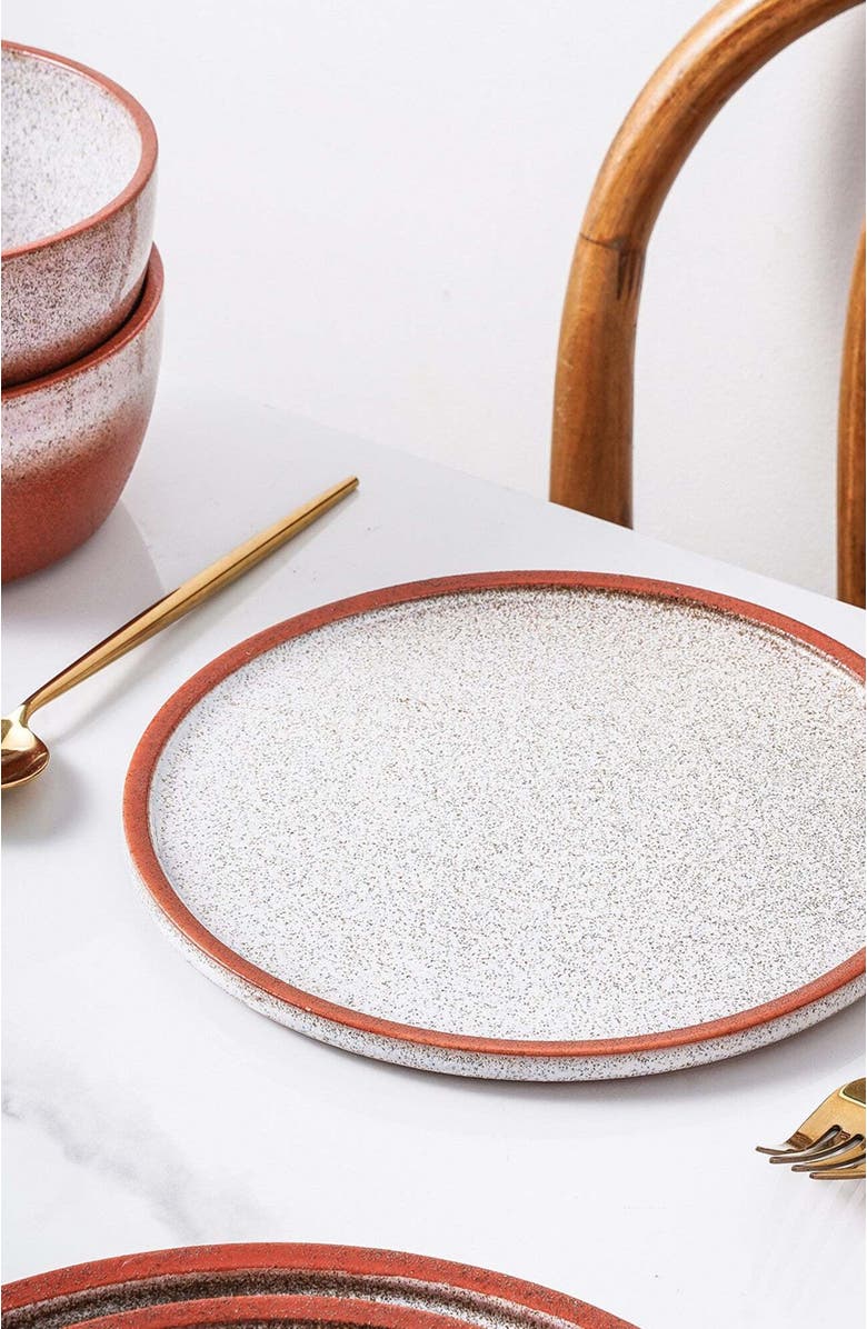 Stone Lain Vince Stoneware 4-Piece Dinner Plate Set, Alternate, color, Red