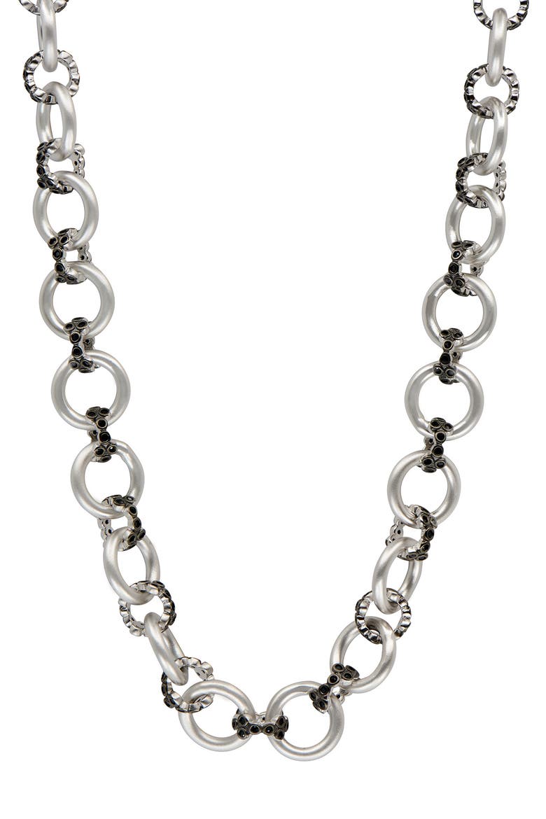 Fleur Bloom Chunky Link Necklace, Main, color, SILVER/ BLACK