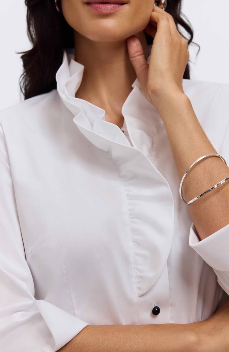 Foxcroft Edith Ruffle Button-Up Shirt, Alternate, color, White