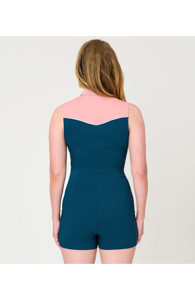 Unique Vintage Rodeo Ready Romper, Alternate, color, Green & Pink W/ Embroidery