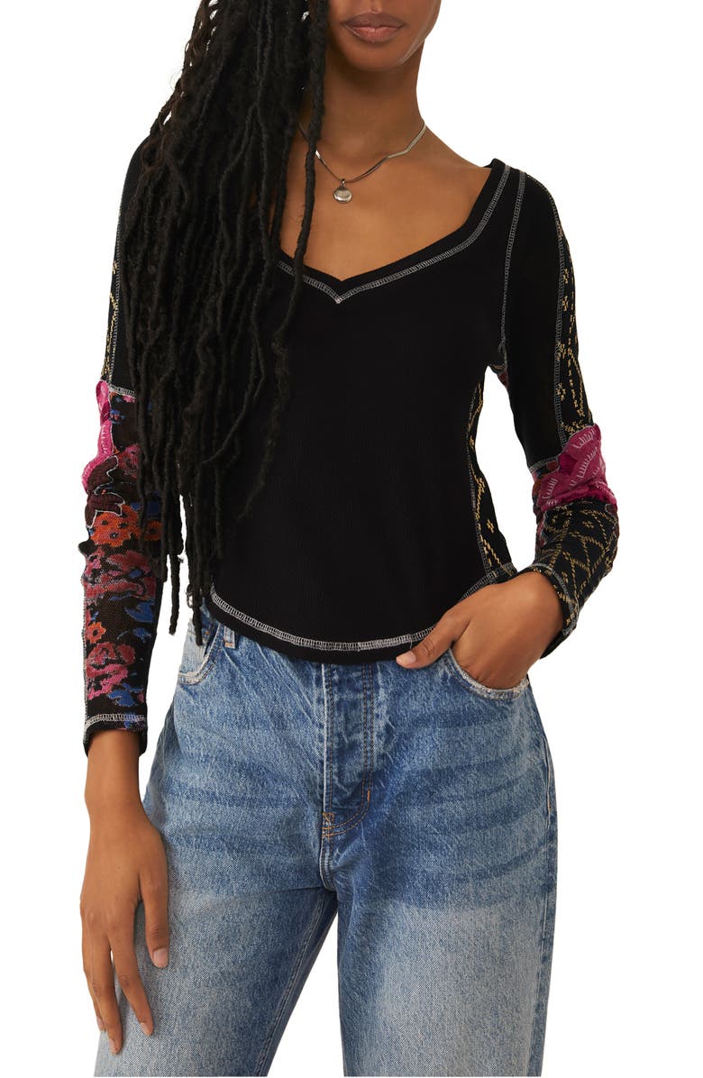 Free People Amara V-Neck Thermal Top, Main, color, 