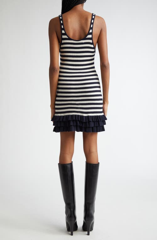 Brandon Maxwell Sutter Stripe Rib Tank Dress In Navy And White Stripe