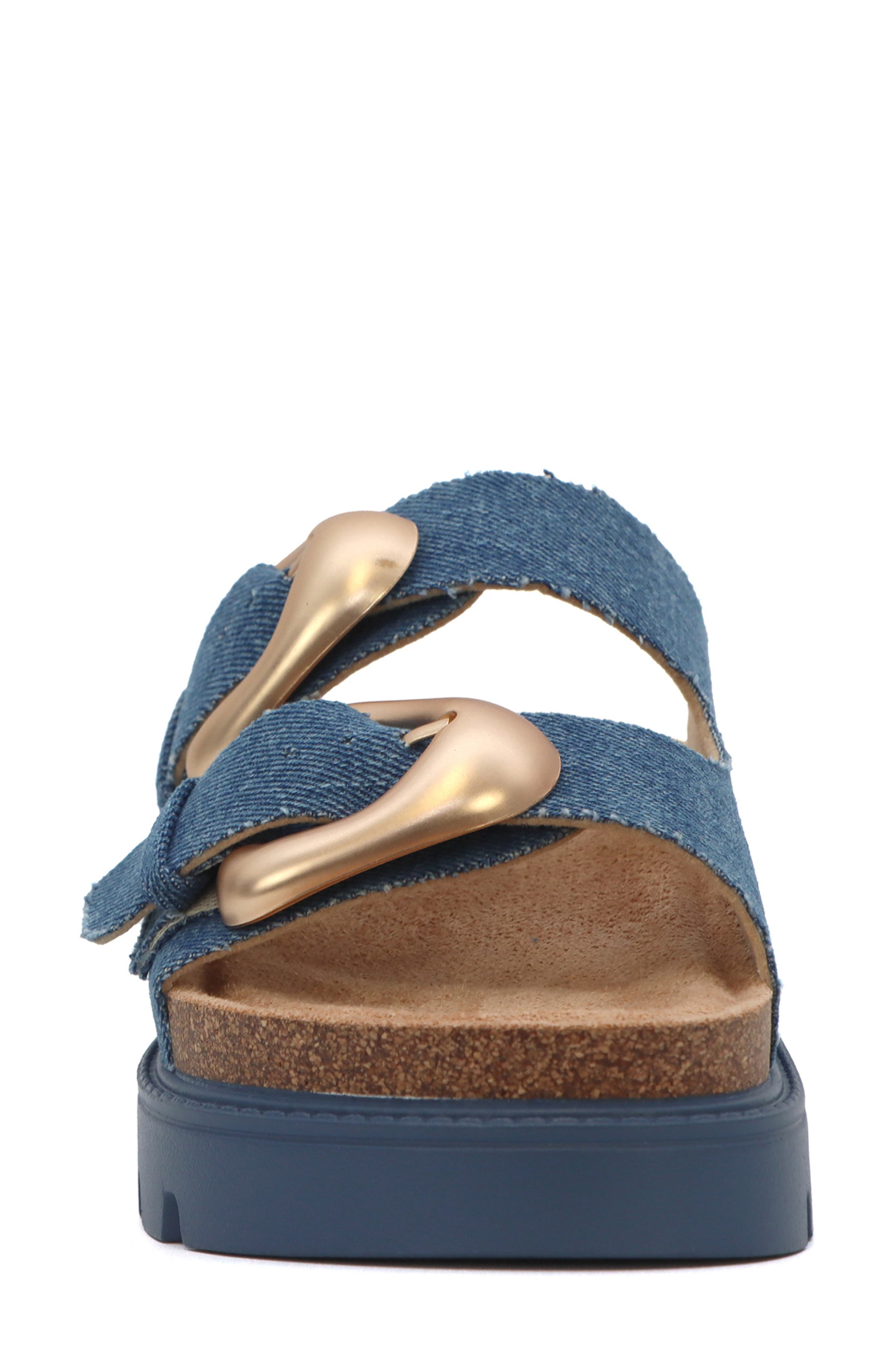 Carissa Buckle Slide Sandal, Alternate, color, DENIM