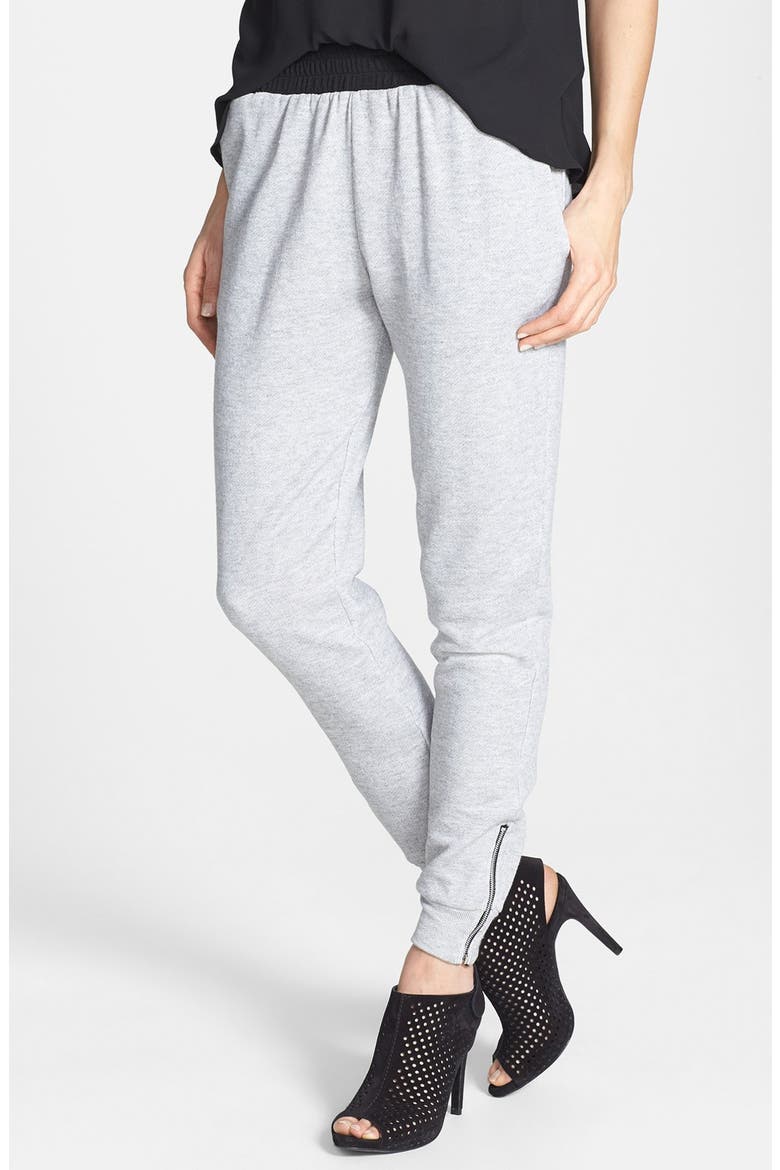 Side Zip Cotton Blend Track Pants, Main, color, GREY MELANGE