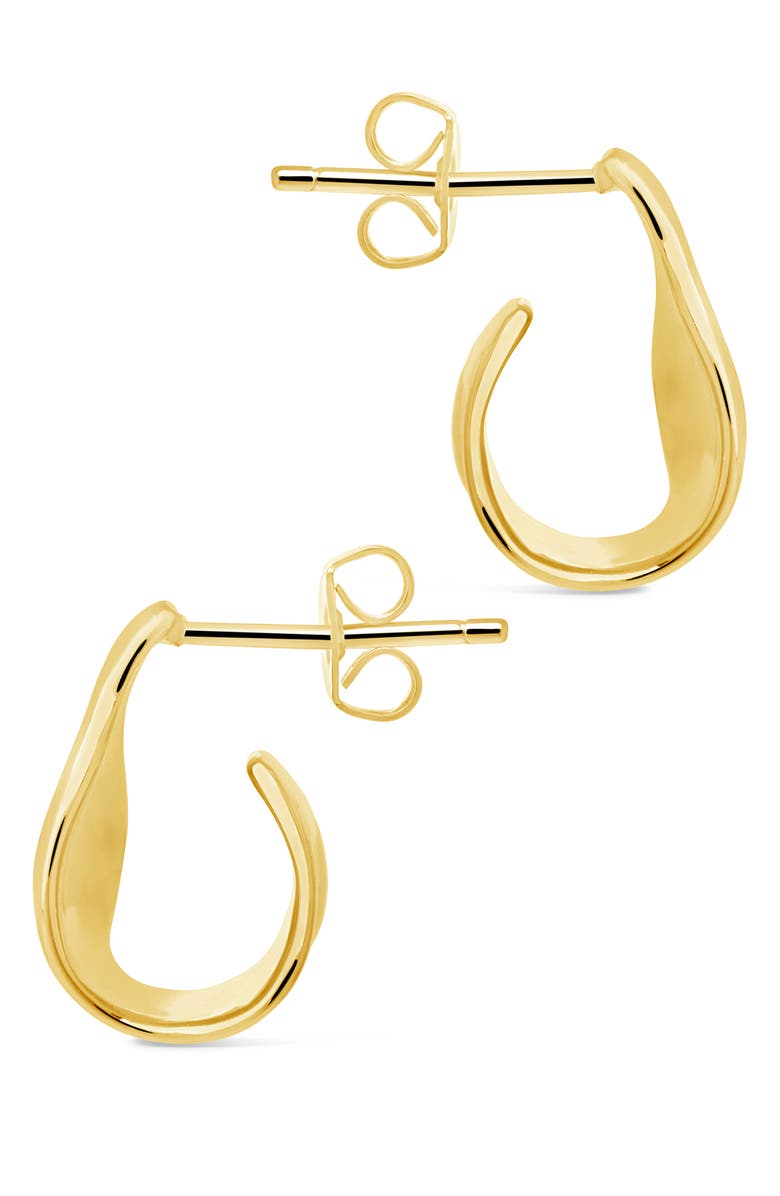 Sterling Forever Hammered Huggie Stud Earrings, Alternate, color, Gold