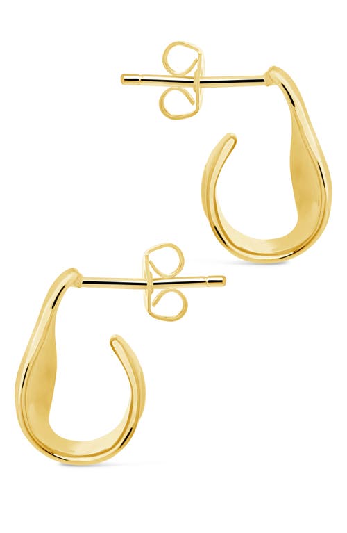 Sterling Forever Hammered Huggie Stud Earrings In Gold