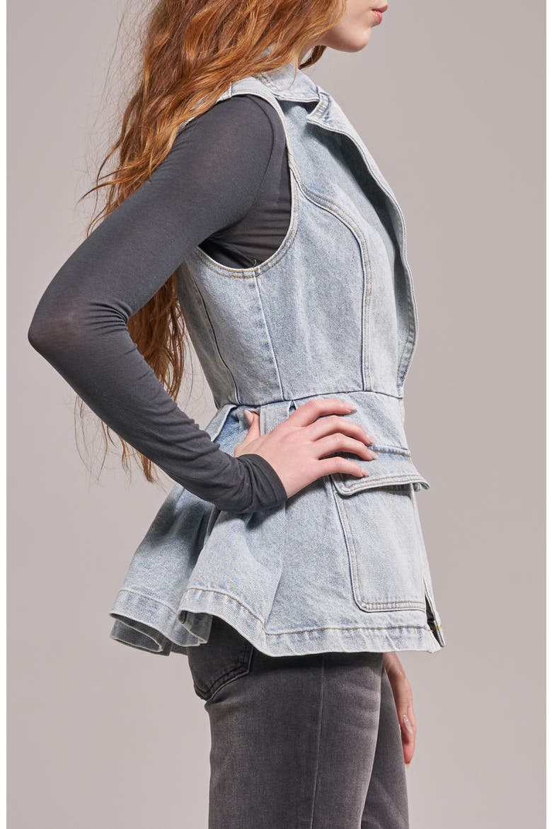 Ryn Denim Peplum Vest, Alternate, color, DENIM