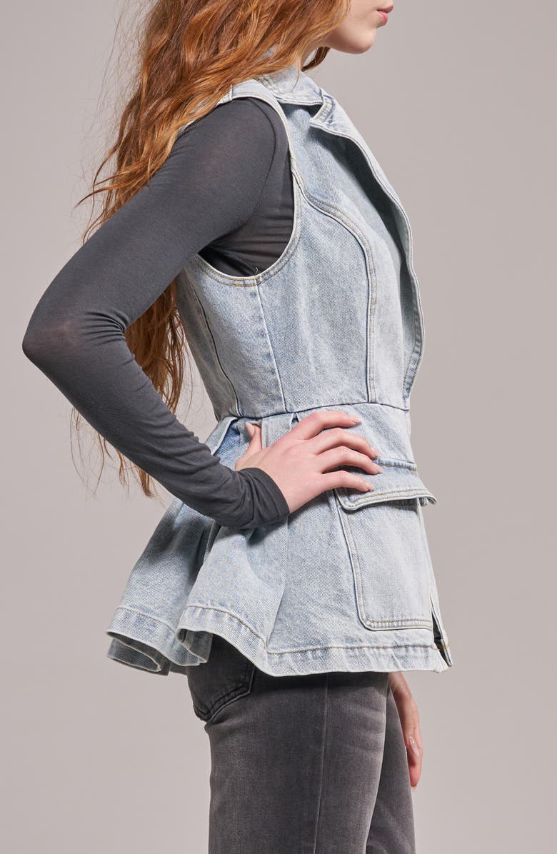 AZALEA WANG Ryn Denim Peplum Vest, Alternate, color, 