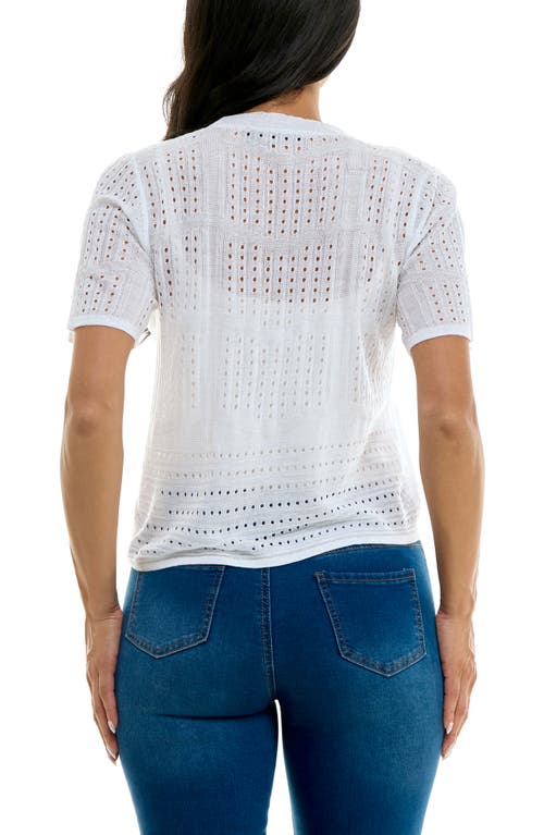 Nina Leonard Open Stitch Short Sleeve Bolero In White