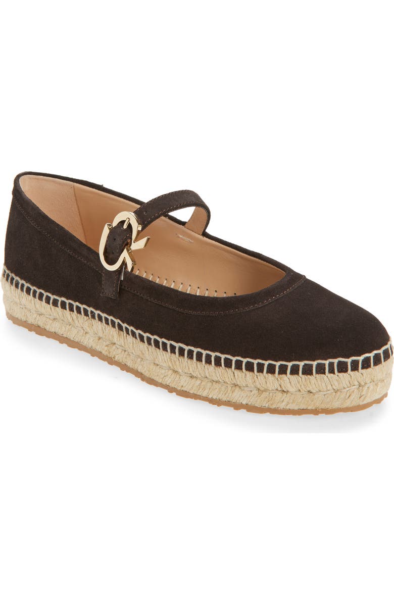 Gianvito Rossi Espadrille Mary Jane Ballet Flat, Main, color, Moka