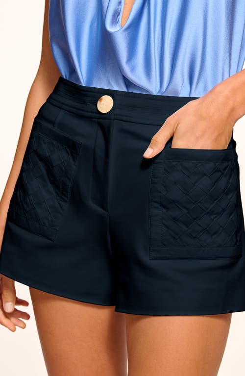 Shop Ramy Brook Tamika Woven Patch Pocket Cotton Blend Shorts In Navy