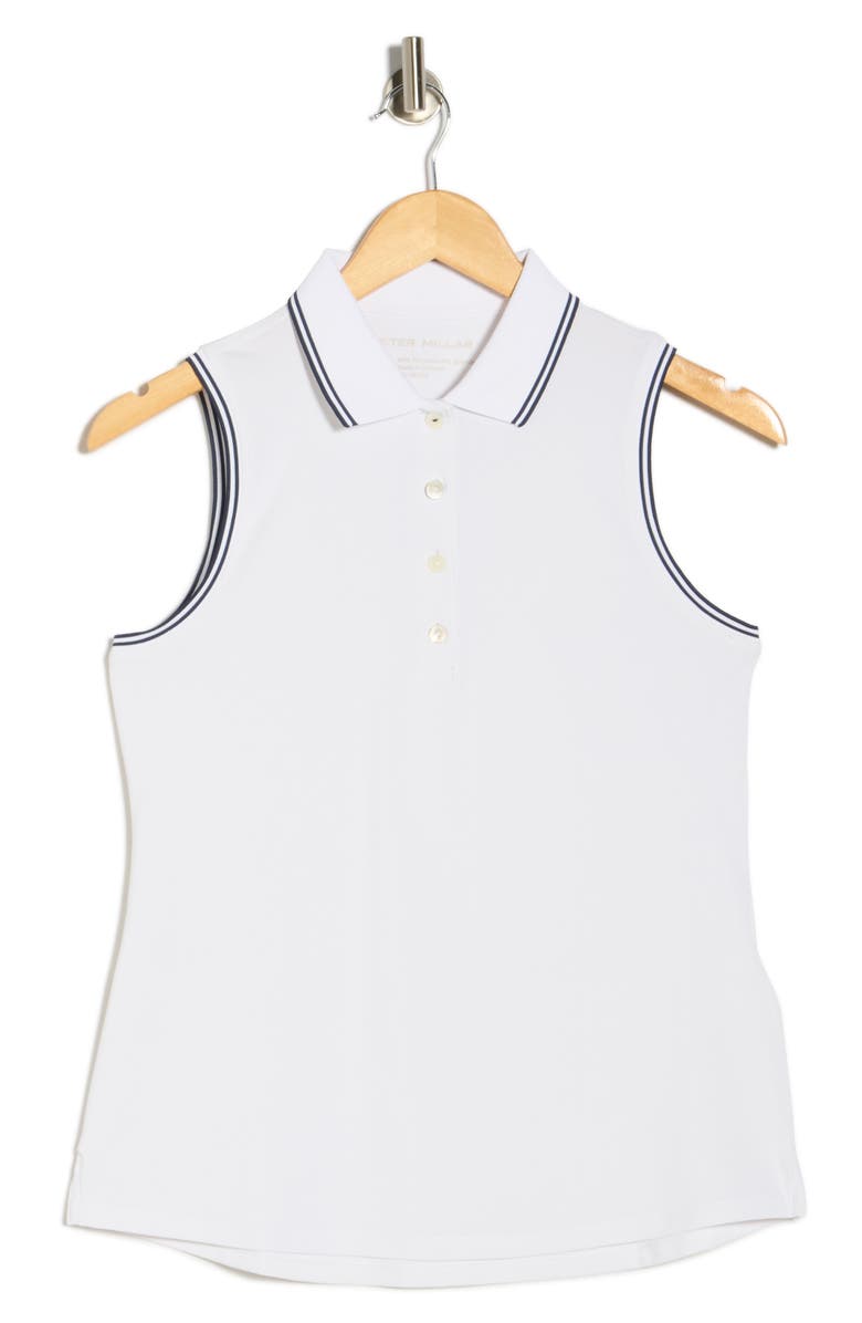 Peter Millar Canterbury Tipped Sport Mesh Sleeveless Polo, Main, color, 