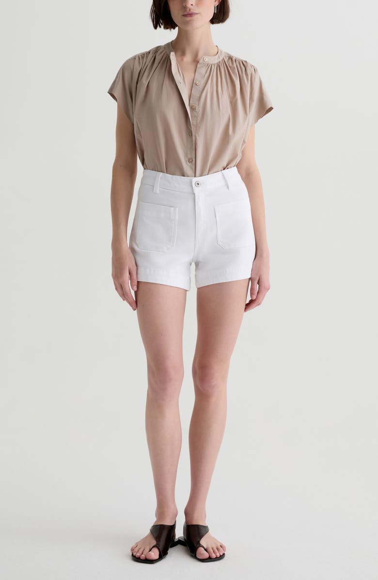 AG Lotta Shirred Cotton Top, Alternate, color, Simple Taupe