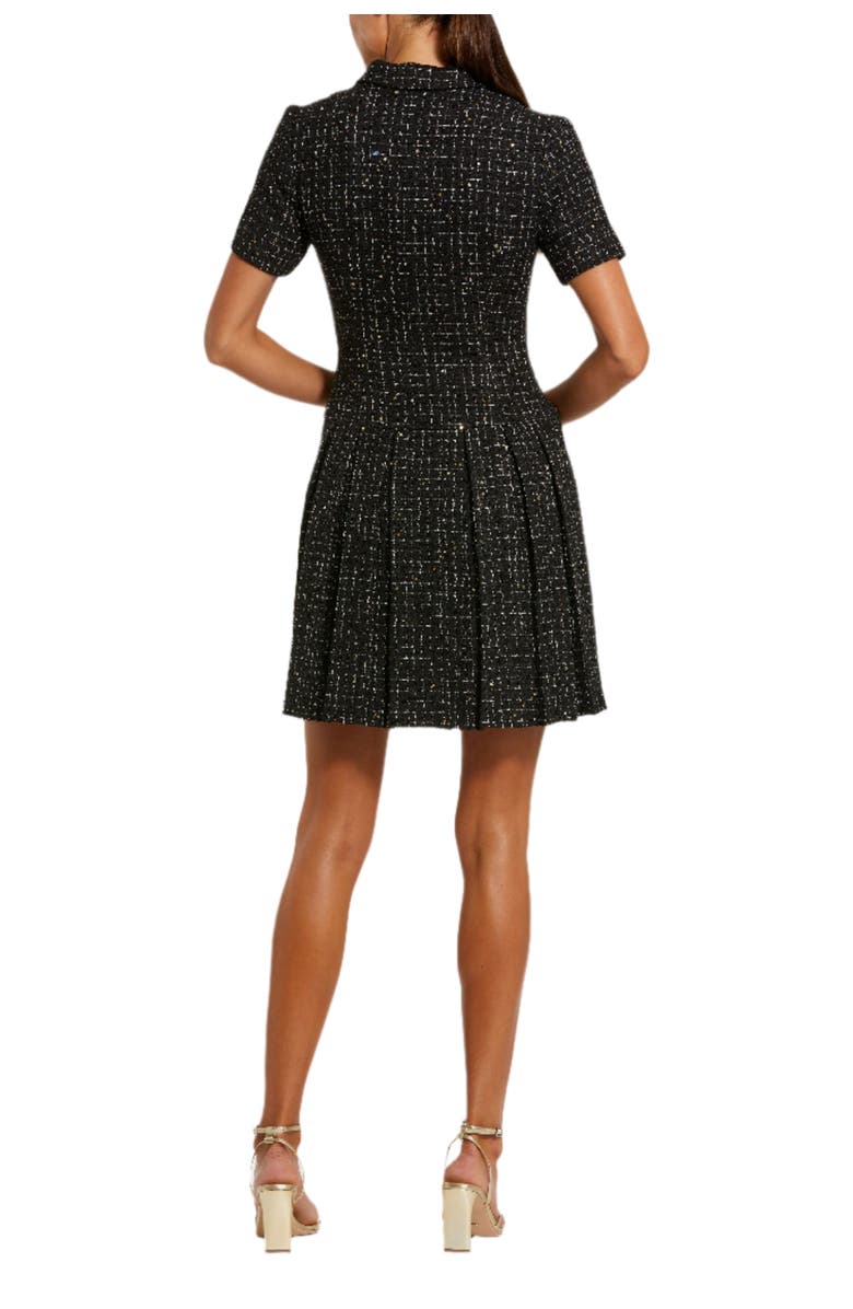 Mac Duggal Short Sleeve V-Neck Tweed Blazer Mini Dress, Alternate, color, Black