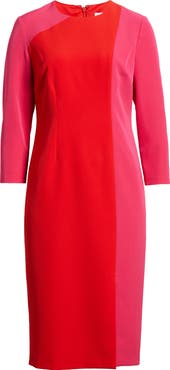 Anne Klein Colorblock Three-Quarter Sleeve Sheath Dress