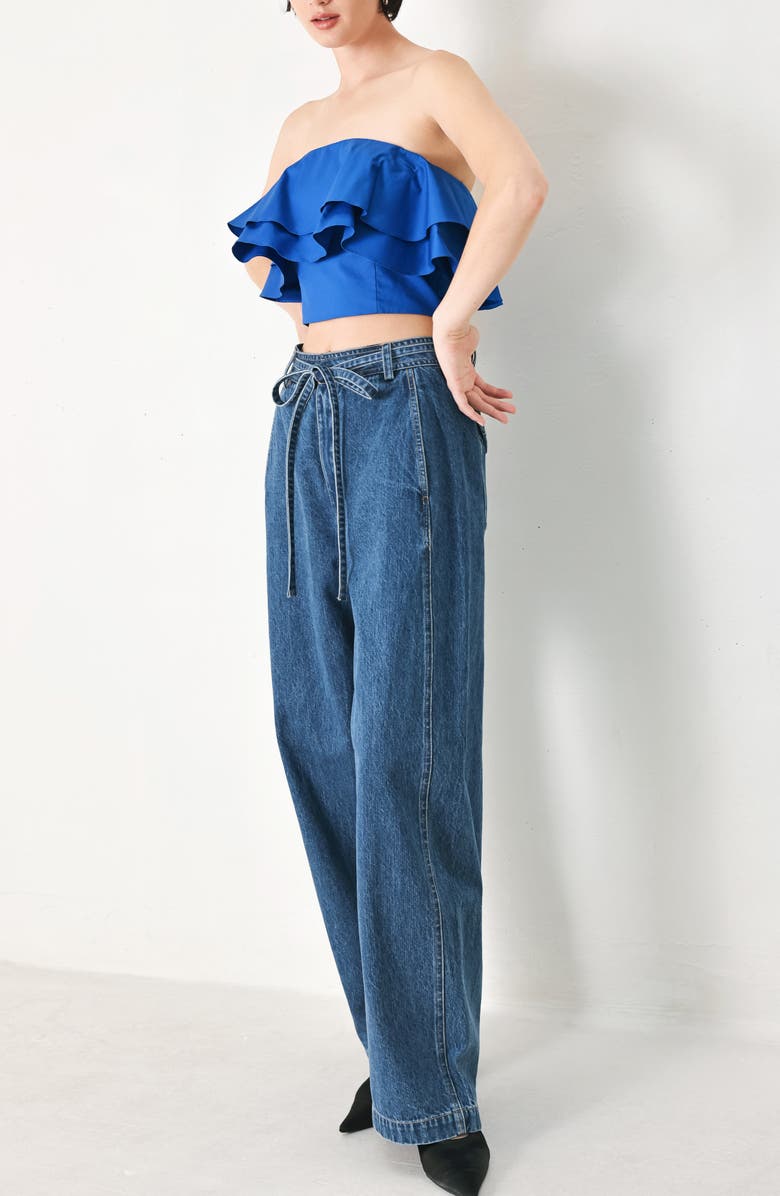 FREEMARKET Ruffle Tube Top, Alternate, color, Blue