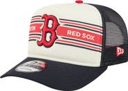 New Era Men's New Era Cream/Navy Boston Red Sox Banner A-Frame 9FIFTY Trucker Snapback Hat