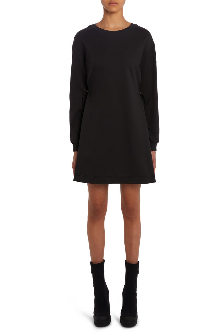 Long Sleeve Skater Sweatshirt Dress, Main, color, BLACK