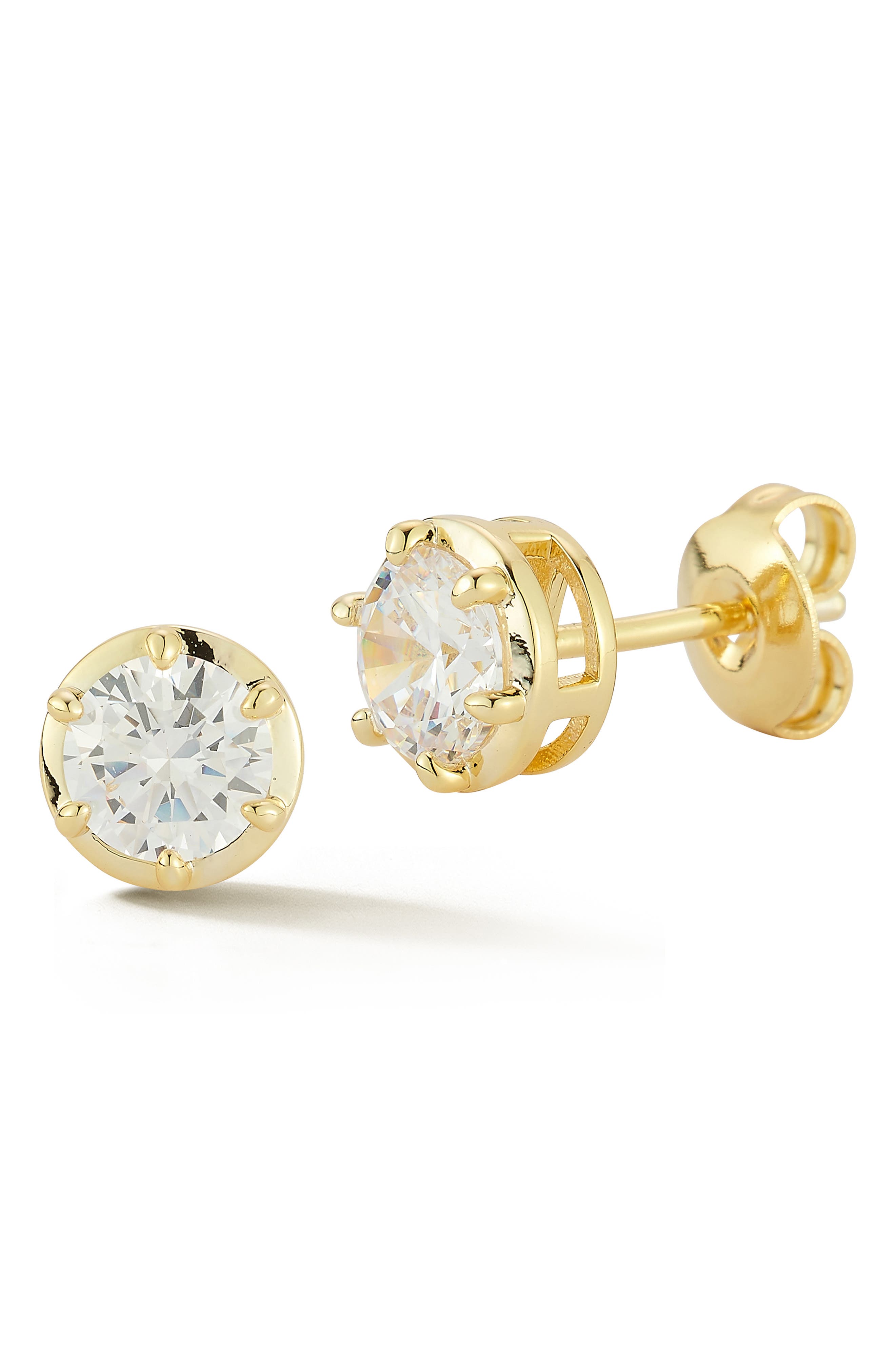 14k Gold Plated Cubic Zirconia Stud Earrings