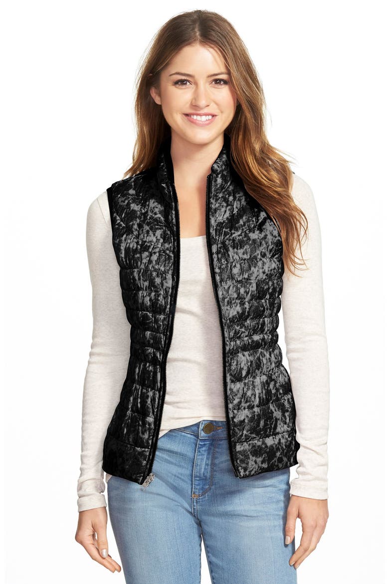 Packable Reversible Down & PrimaLoft® Vest, Alternate, color, BLACK
