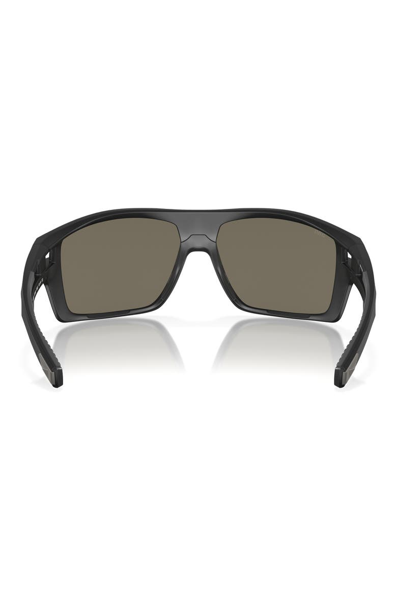 Diego 62mm Mirrored Polarized Oversize Rectangular Sunglasses, Alternate, color, MATTE BLACK