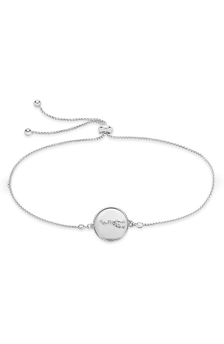 Sterling Forever Sterling Silver Constellation Disk Bolo Bracelet, Main, color, Silver- Taurus