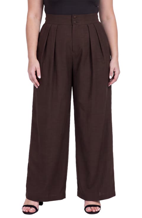 High Waist Pleated Straight Leg Suit Pants