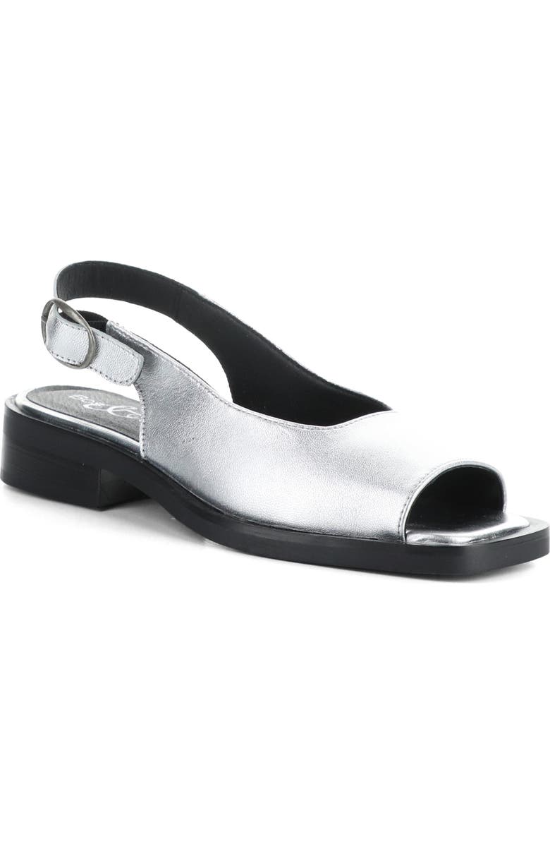 Bos. & Co. Elena Slingback Flat, Main, color, Silver Laminado