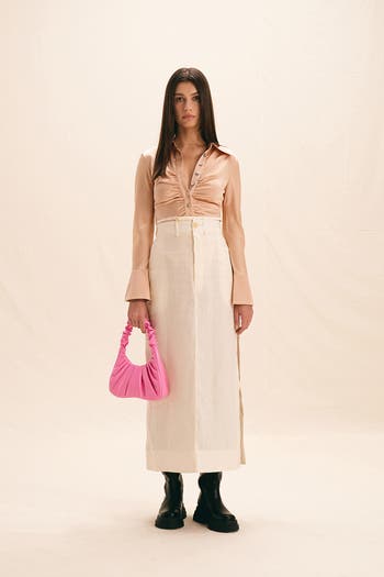 Gabbi Ruched Faux Leather Hobo
