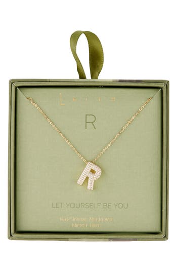 Leith Pavé Cubic Zirconia Initial Pendant Necklace In Gold