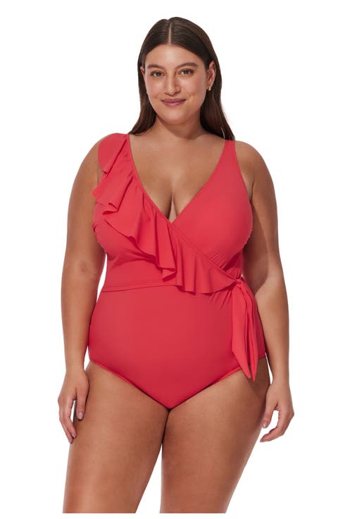 Tutti Frutti Plus Size Ruffle Surplice One Piece