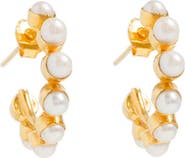 Freya Rose Mini Stud Pearl Hoops Earrings