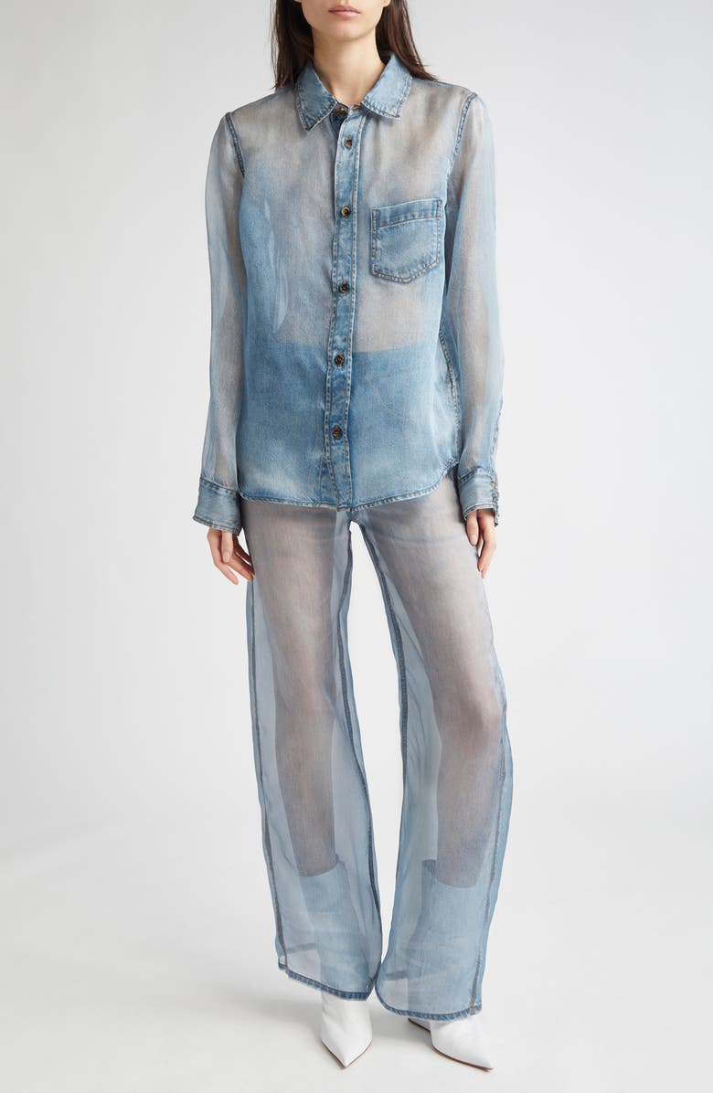Haikure Winona Denim Print Sheer Silk Pants, Alternate, color, 
