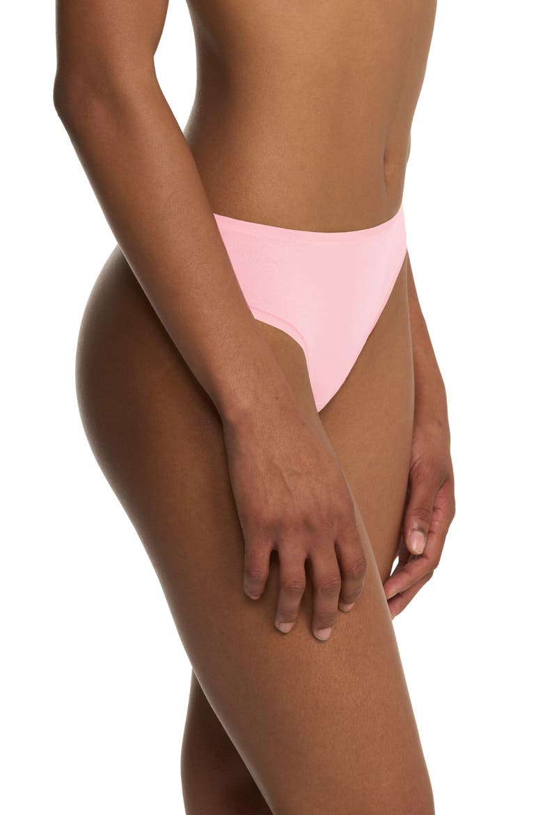 Bliss Bare Stretch Cotton Thong, Alternate, color, PRFCT PINK